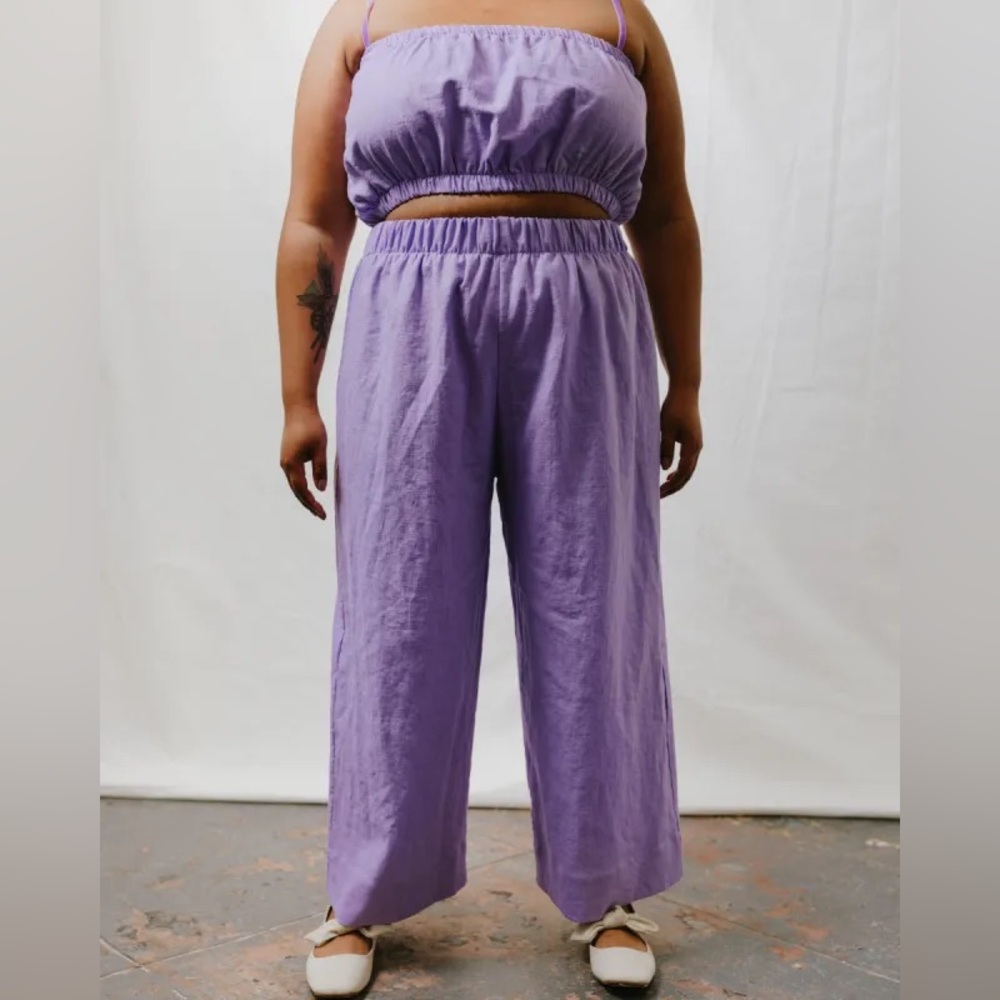 Mid Easy Pants in Lavender Linen
